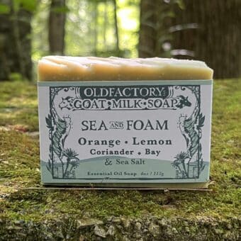 Sea and Foam Goat Milk Salt Soap by Old Factory Soap handmade lemon coriander bay soap hot springs north carolina. soap for sensitive skin