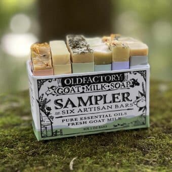 Goat Milk Soap Sampler by Old Factory Soap featuring pure essential oils, organic base oils, herbs and botanicals. great for sensitive skin. handmade in hot springs north carolina