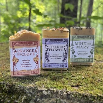 Goat Milk Soap Sampler by Old Factory Soap featuring pure essential oils, organic base oils, herbs and botanicals. great for sensitive skin. handmade in hot springs north carolina