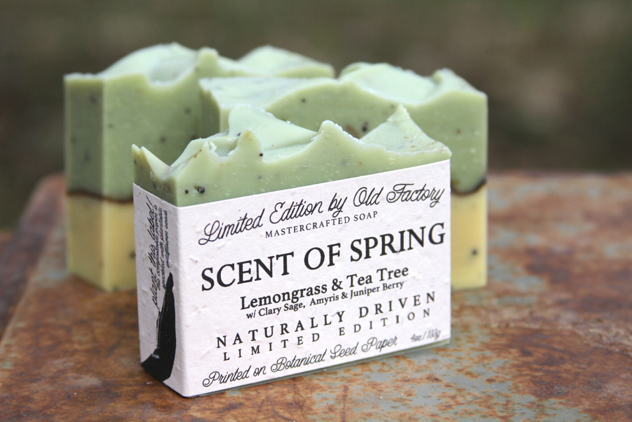 Old Factory Limited Edition Organic Soap Spring Scent Plantable Label