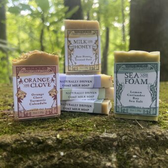 essential oil soap set of goat milk soap bars featuring pure essential oils, herbs and botanicals handmade by old factory soap in hot springs north carolia