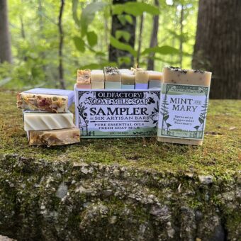 essential oil soap set of goat milk soap bars featuring pure essential oils, herbs and botanicals handmade by old factory soap in hot springs north carolia