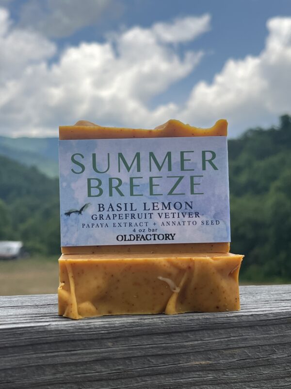 Summer Breeze Basil Soap lemon, grapefruit, vetiver, basil limited edition soap handmade by old factory soap hot springs north carolina