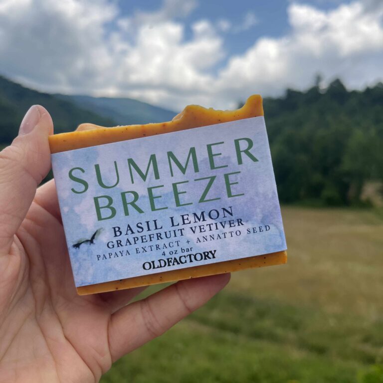 Summer Breeze Basil Soap lemon, grapefruit, vetiver, basil limited edition soap handmade by old factory soap hot springs north carolina